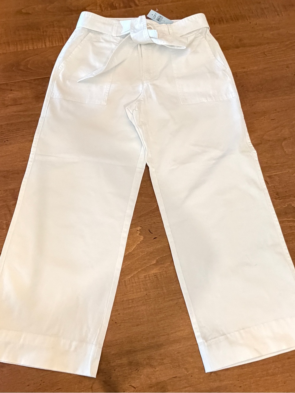 LOFT Denim Woman’s White Wide-Leg Tie-Waist Pants